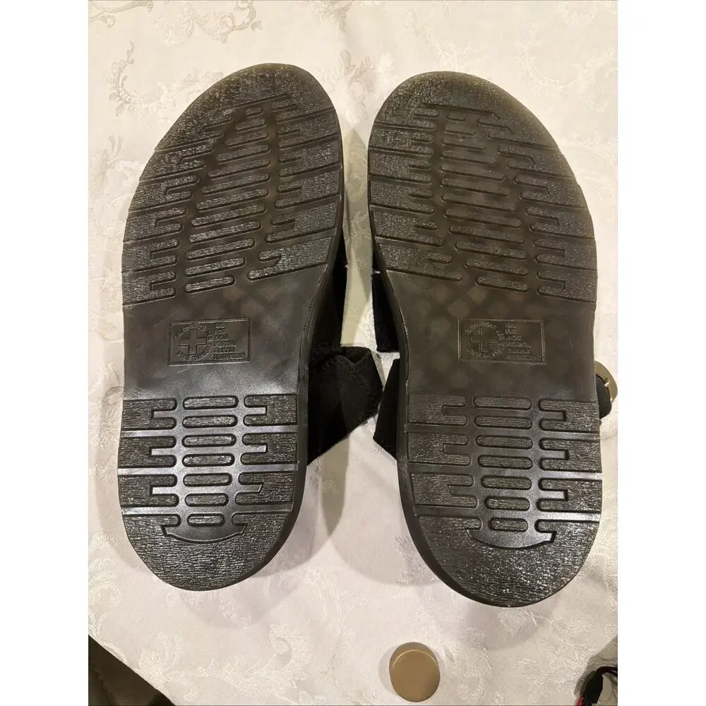 🆕Dr Martins Air Wair Men’s Adjustable Sandals Black Suede Size 12 Comfort Slide